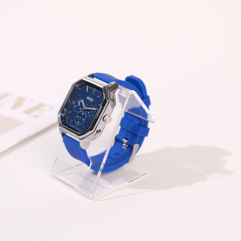 Stylish Square Men's Watch With Large Dial And Silicone Strap_voghion.com