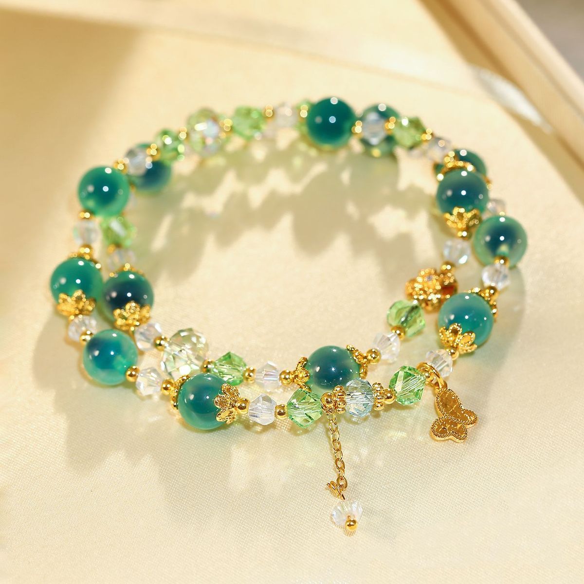 Green Crystal Beaded Bracelet detail image 15