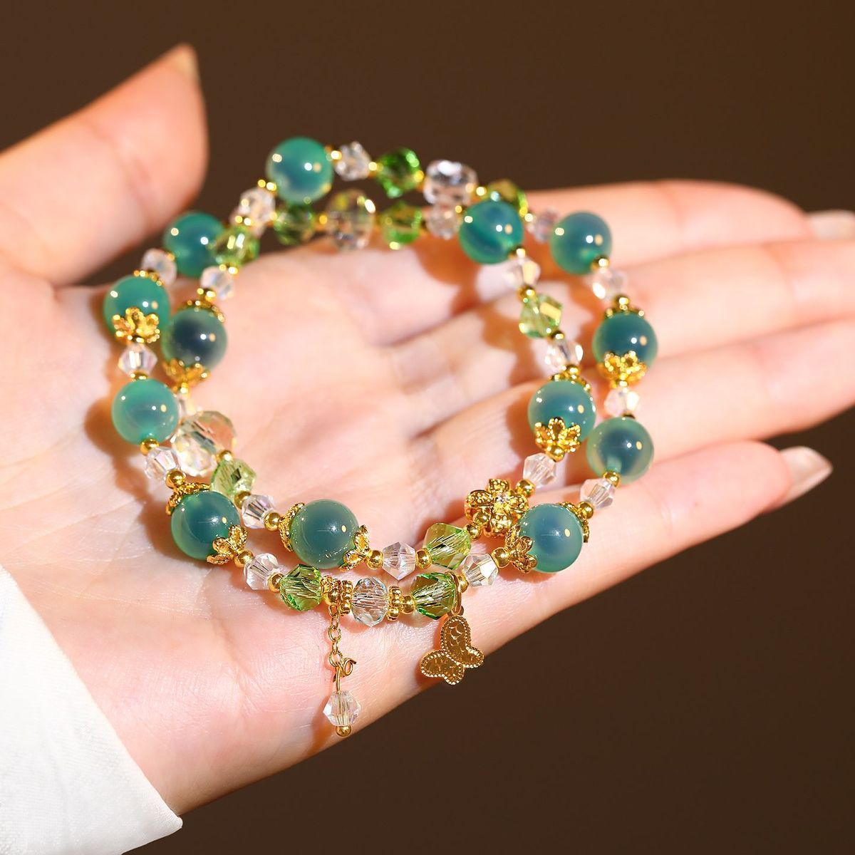 Green Crystal Beaded Bracelet detail image 13