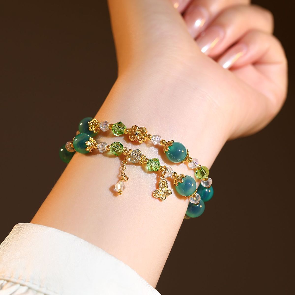 Green Crystal Beaded Bracelet detail image 21