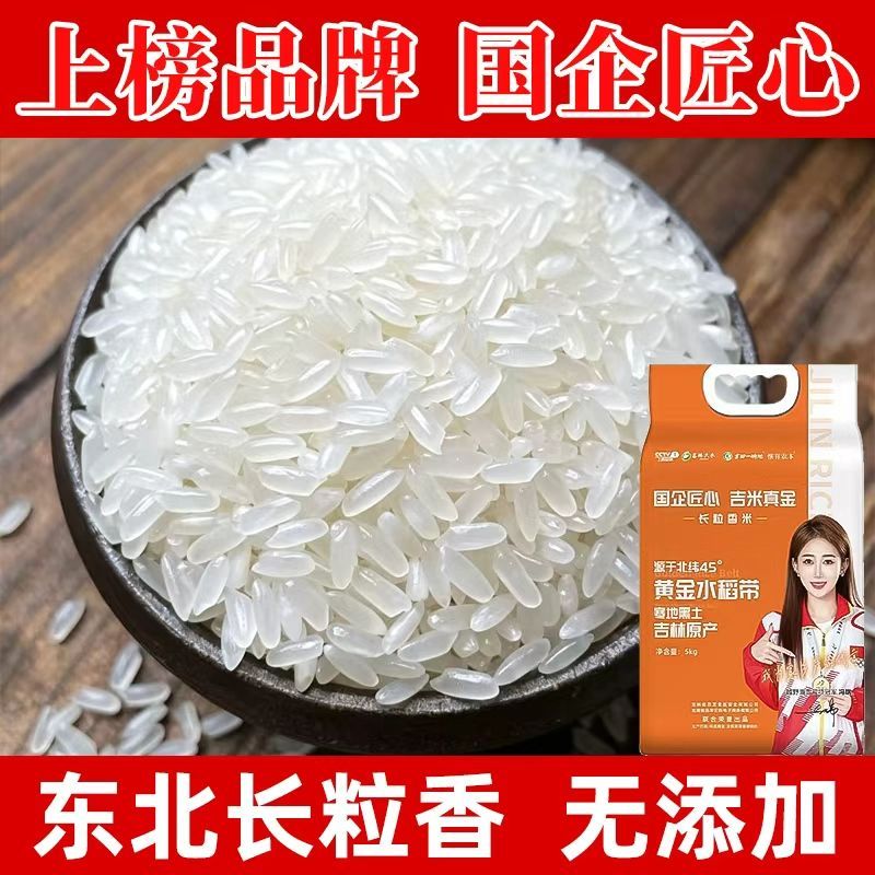 上榜大米】吉林正宗新东北大米长粒香5KG/10斤真空包装