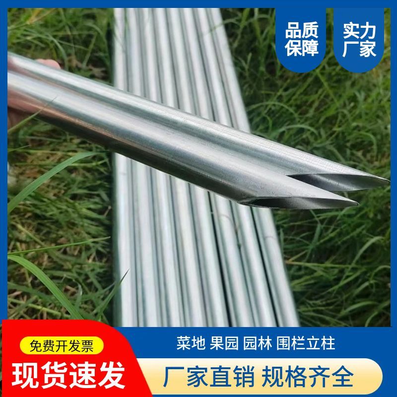 镀锌管加厚尖头钢管立柱铁丝网围栏圆管户外防锈铁柱栏杆养殖围栏