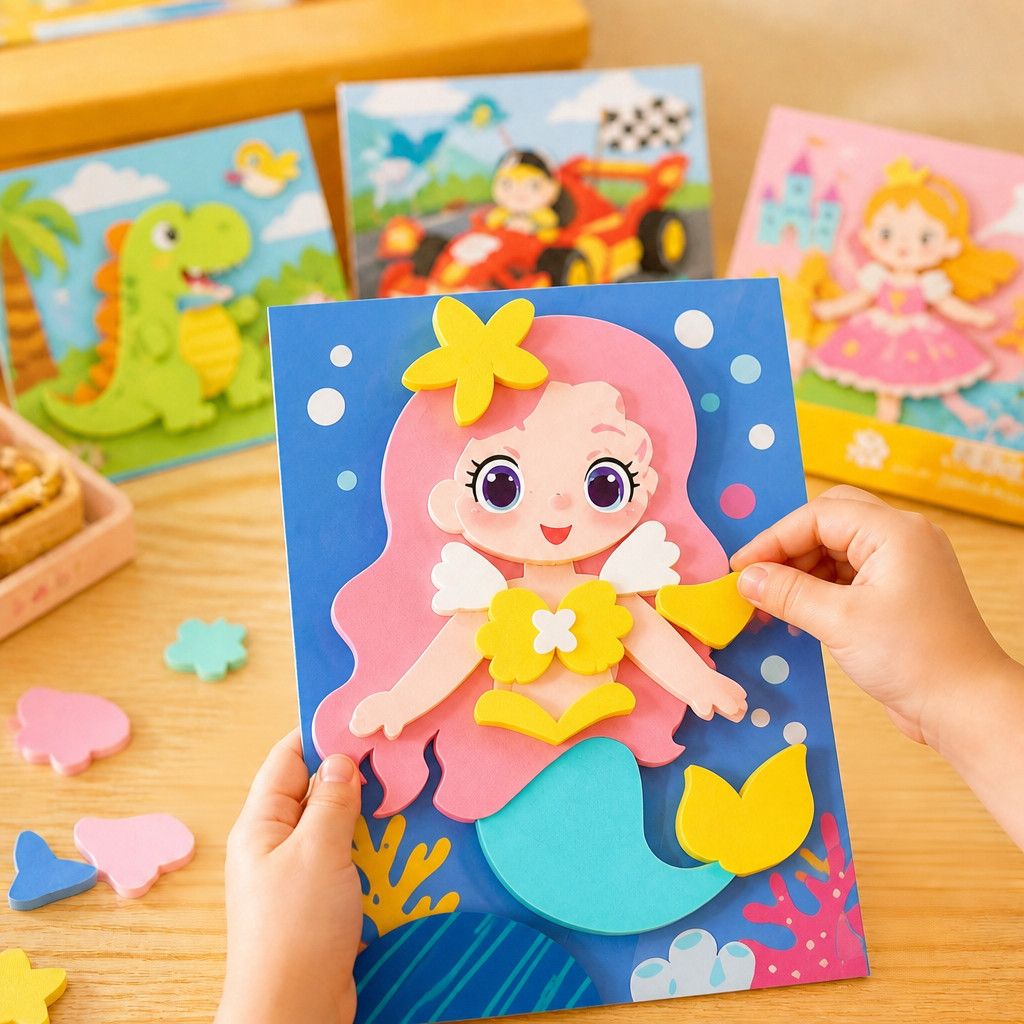 爆款热卖粘贴纸手工diy立体贴画儿童女孩材料制作女生幼儿园