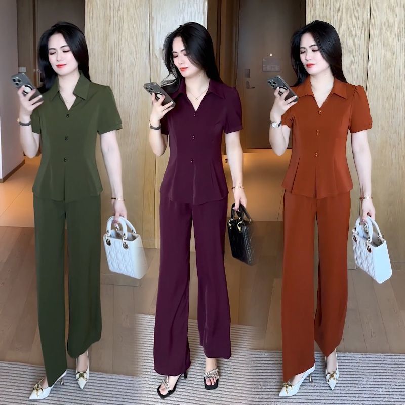 夏季新款高级感穿搭气质不挑人套装女时尚洋气减龄显瘦短袖两件套