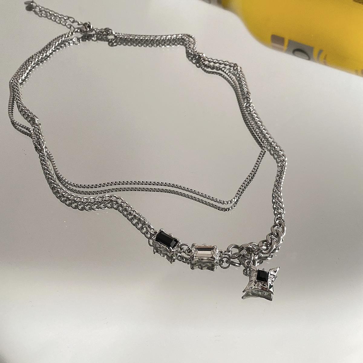 Star Double Layer Necklace For Trendy Sweater Light Luxury Niche Design Hip Hop Style Couple Men Women Clavicle Chain_voghion.com