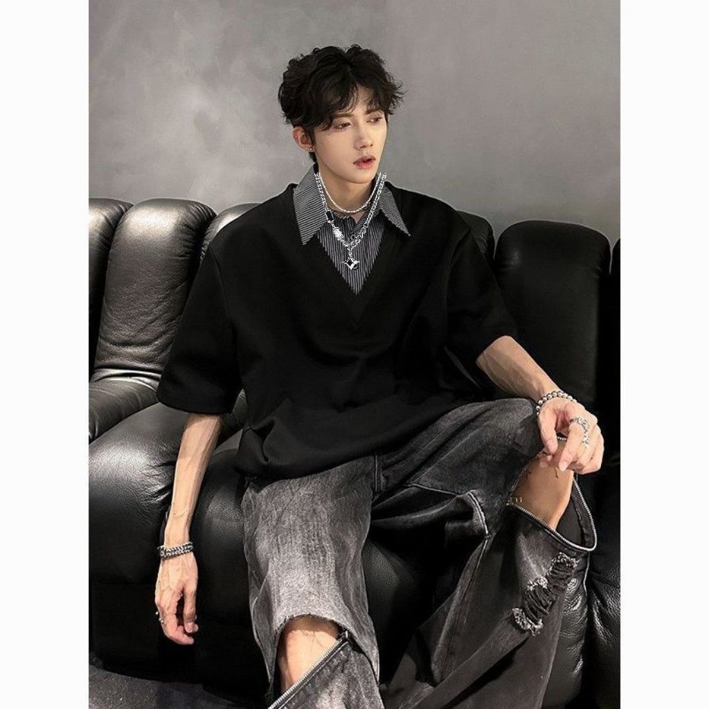 Star Double Layer Necklace For Trendy Sweater Light Luxury Niche Design Hip Hop Style Couple Men Women Clavicle Chain_voghion.com