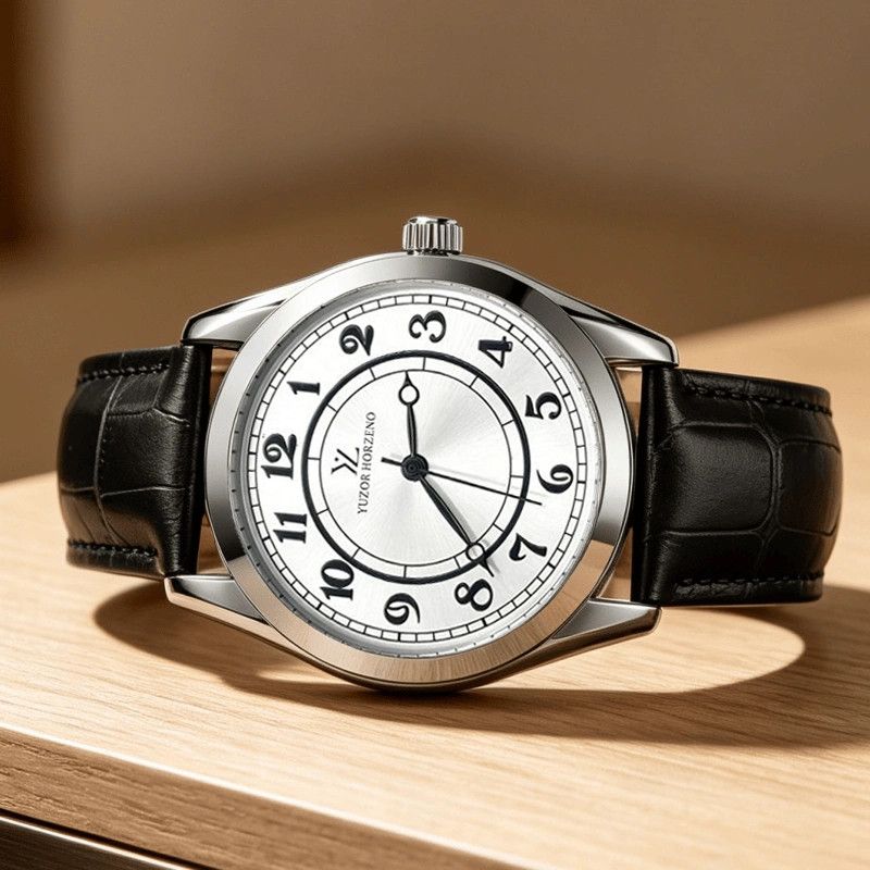 Classic Men's Quartz Watch With Leather Strap And Roman Numerals_voghion.com