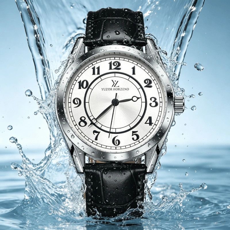 High-definition Roman Numeral Large Dial Quartz Water-resistant, Classic Fashion Leather Strap Wat, Business Men's_voghion.com