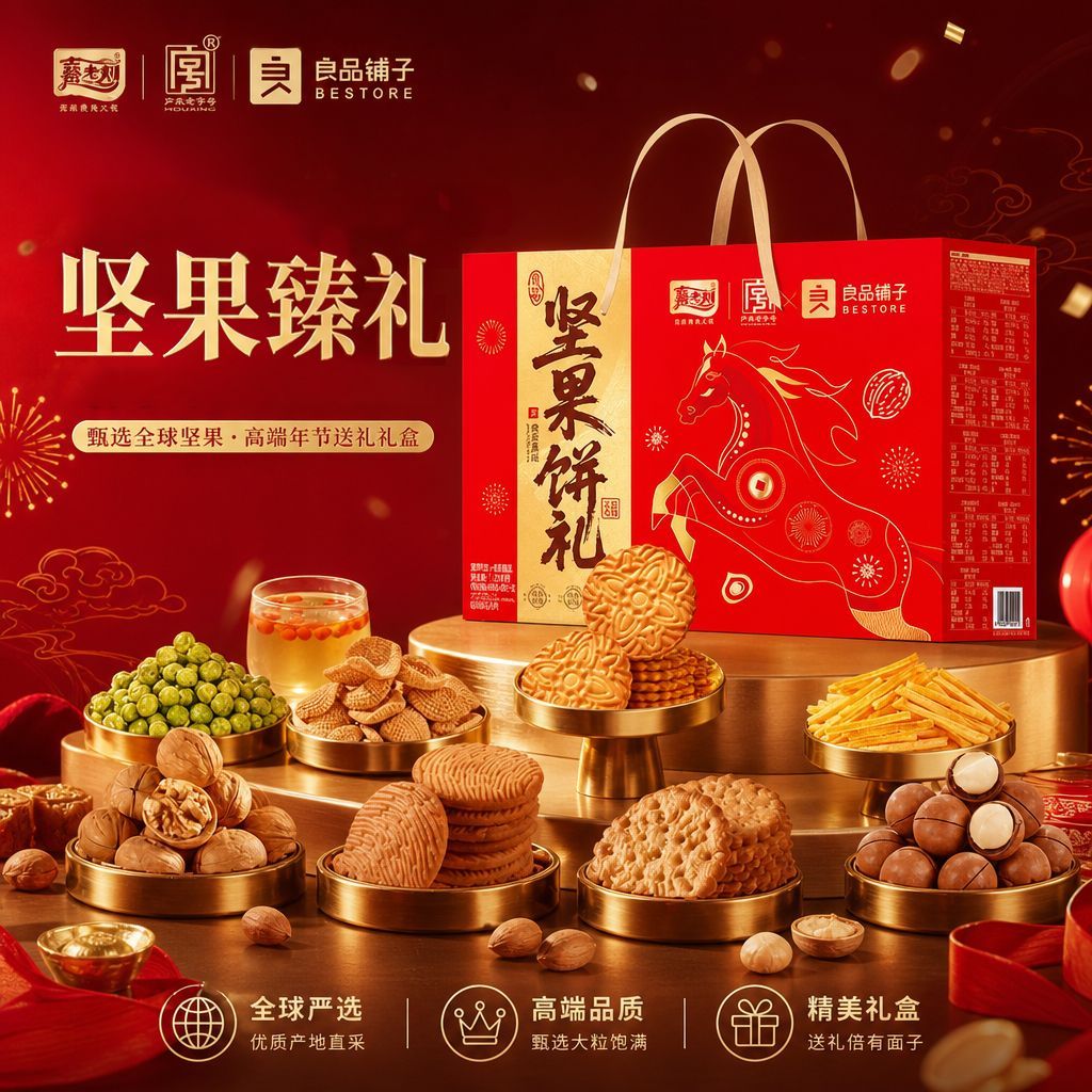 到手2箱嘉士利果乐果香果酱夹心饼干什锦坚果饼干高端礼盒