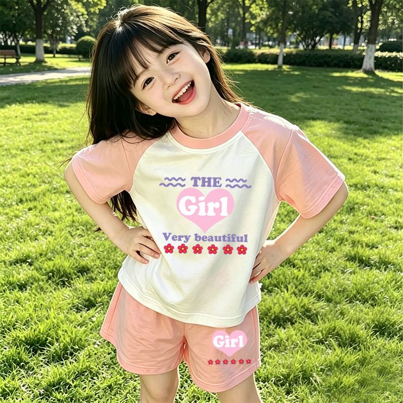 Ensemble t-shirt et short en coton pour garçons et filles été_voghion.com