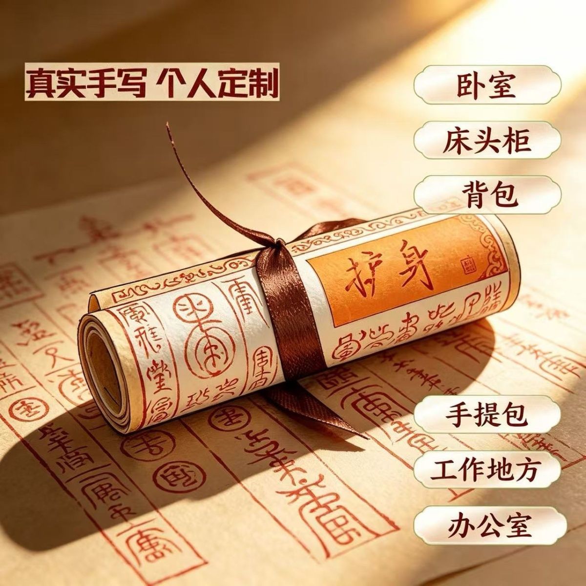延福师傅朱砂纯手绘道系书法手卷卷轴定制客厅书房卧室玄关挂件 4
