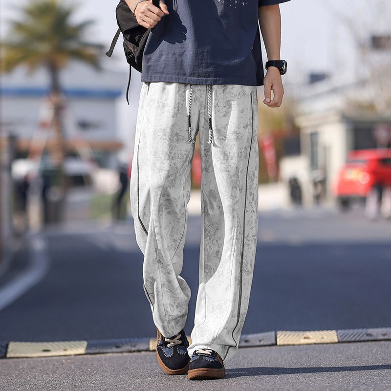 PDKN潮牌扎染弯刀拼接休闲裤男2026春夏季新款青少年宽松直筒长裤4天内发货