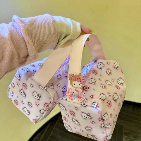 日系Hello Kitty手提化妆包 少女心大容量收纳盒 卡通超萌化妆品 图片 4