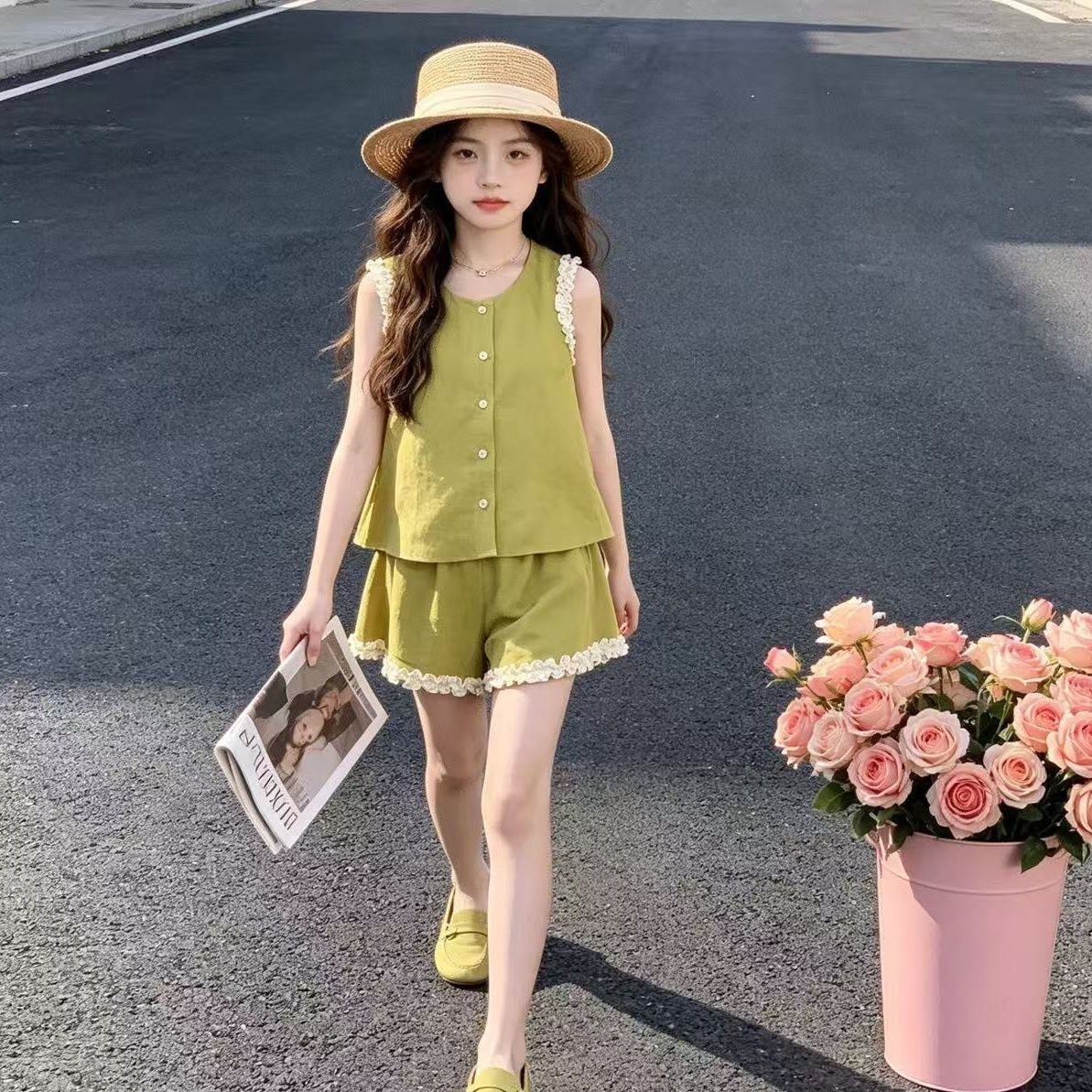 中大女童夏季超仙薄款背心两件套女孩甜美显白无袖夏装女宝短裤潮【6月16日发完】 图片 10