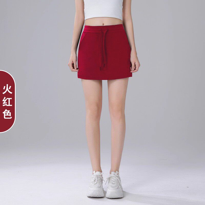 A字短裙防走光女夏季自带瑜伽安全裤高腰显瘦健身百搭运动半身裙 图片 10