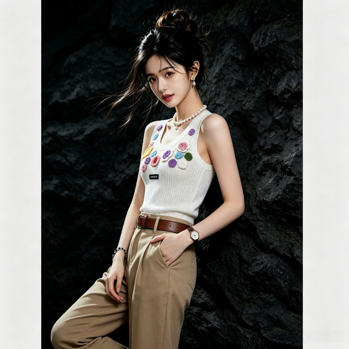Three-dimensional Floral Sleeveless Knitted Vest For Women, 2026 Summer New Style, Vacation-inspired, Fashionable And_ecoleips.com