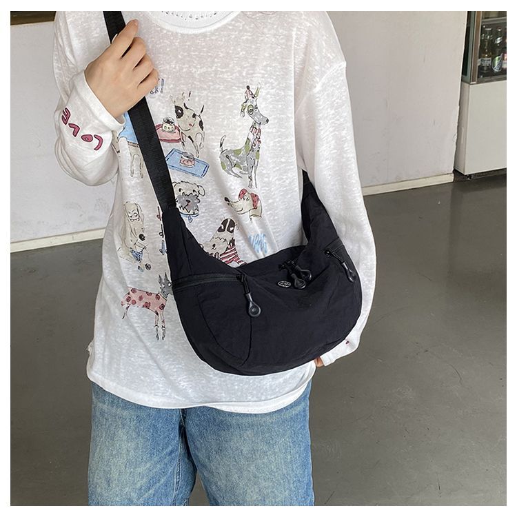 Japanese Style Lightweight Nylon Dumpling Crossbody Hobo Bag_voghion.com