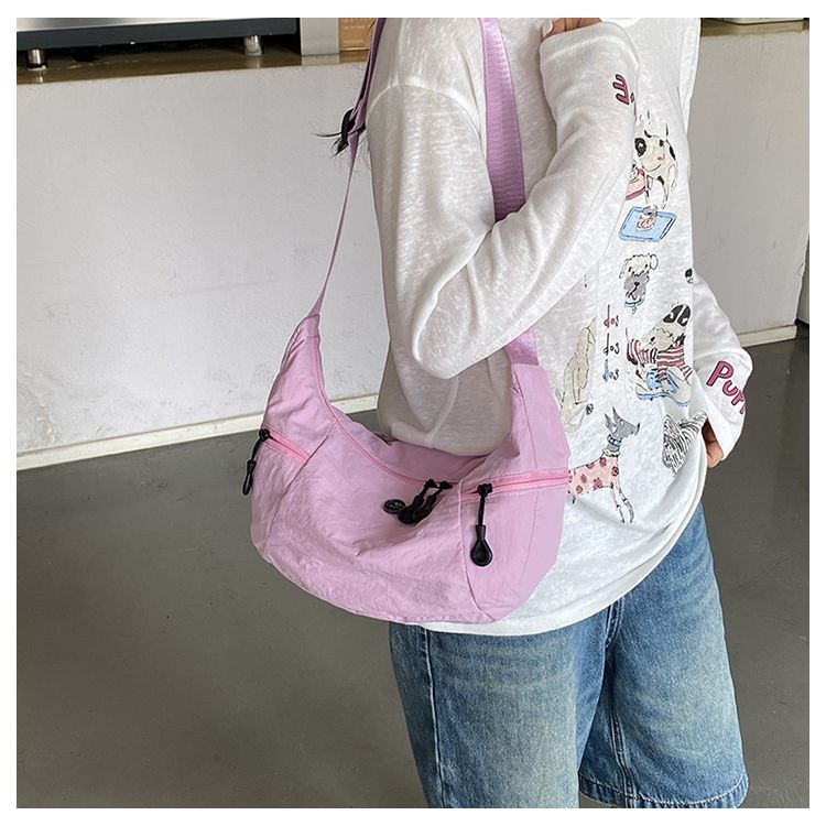 Japanese Style Lightweight Nylon Dumpling Crossbody Hobo Bag_voghion.com