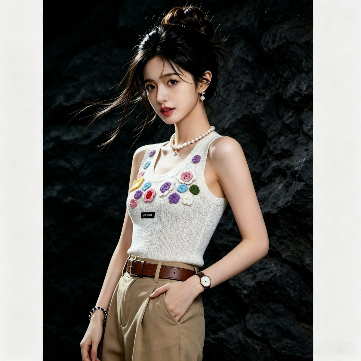 Three-dimensional Floral Sleeveless Knitted Vest For Women, 2026 Summer New Style, Vacation-inspired, Fashionable And_ecoleips.com