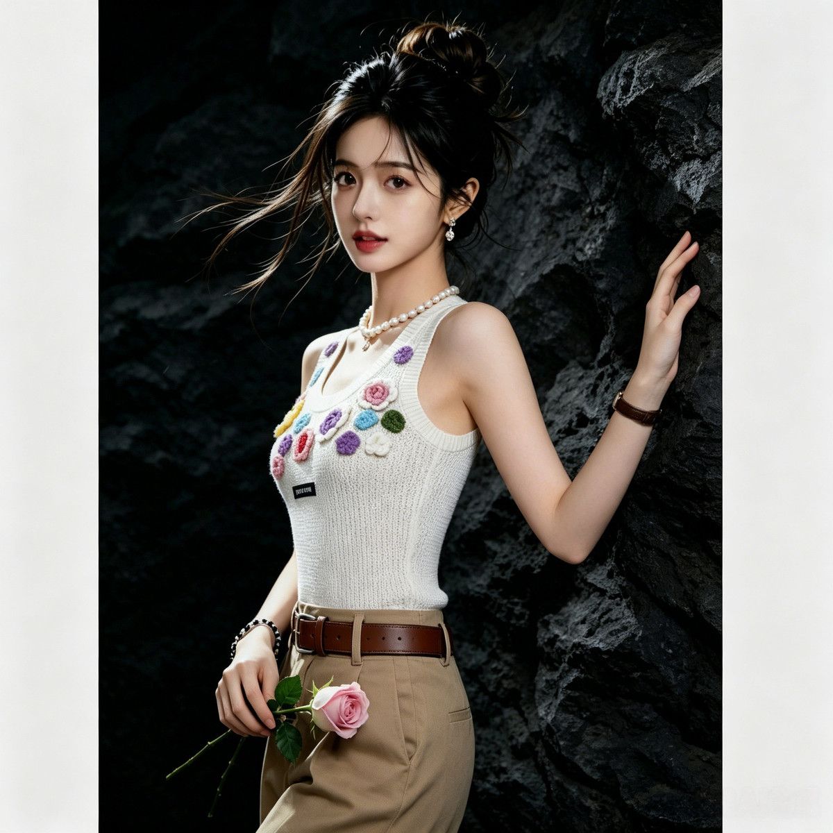 Three-dimensional Floral Sleeveless Knitted Vest For Women, 2026 Summer New Style, Vacation-inspired, Fashionable And_ecoleips.com