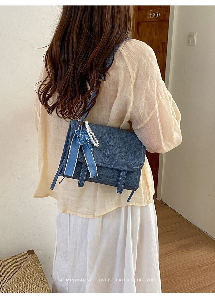 Borsa a tracolla donna in denim leggera elegante borsa a spalla_voghion.com