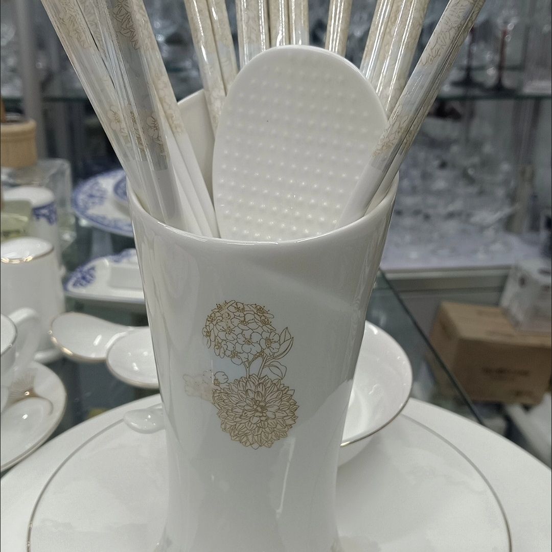 新款陶瓷筷子家用食品级高档景德镇防霉餐具防滑耐高温筷子筒 图片 7