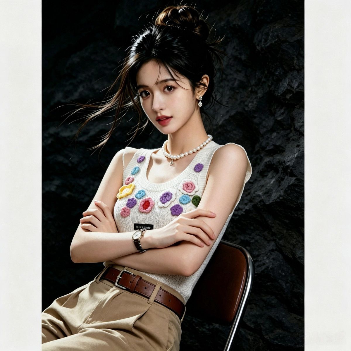 Three-dimensional Floral Sleeveless Knitted Vest For Women, 2026 Summer New Style, Vacation-inspired, Fashionable And_ecoleips.com