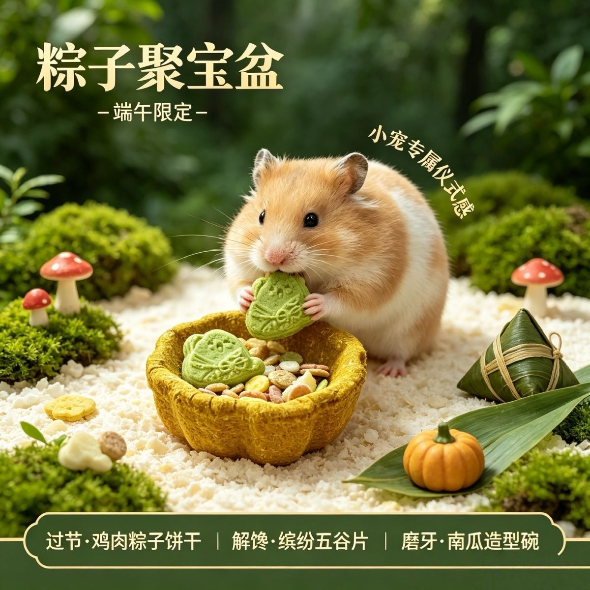 小宠粽子端午节仓鼠粽子零食可食用磨牙耐磨金丝熊花枝鼠专用