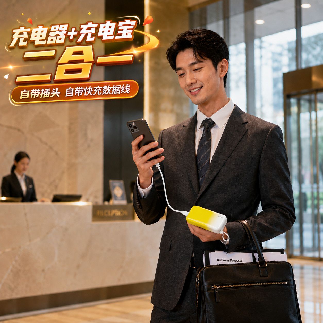 wiwu充电宝3c认证可上飞机大容量ac充电插头三合一20000毫安便携