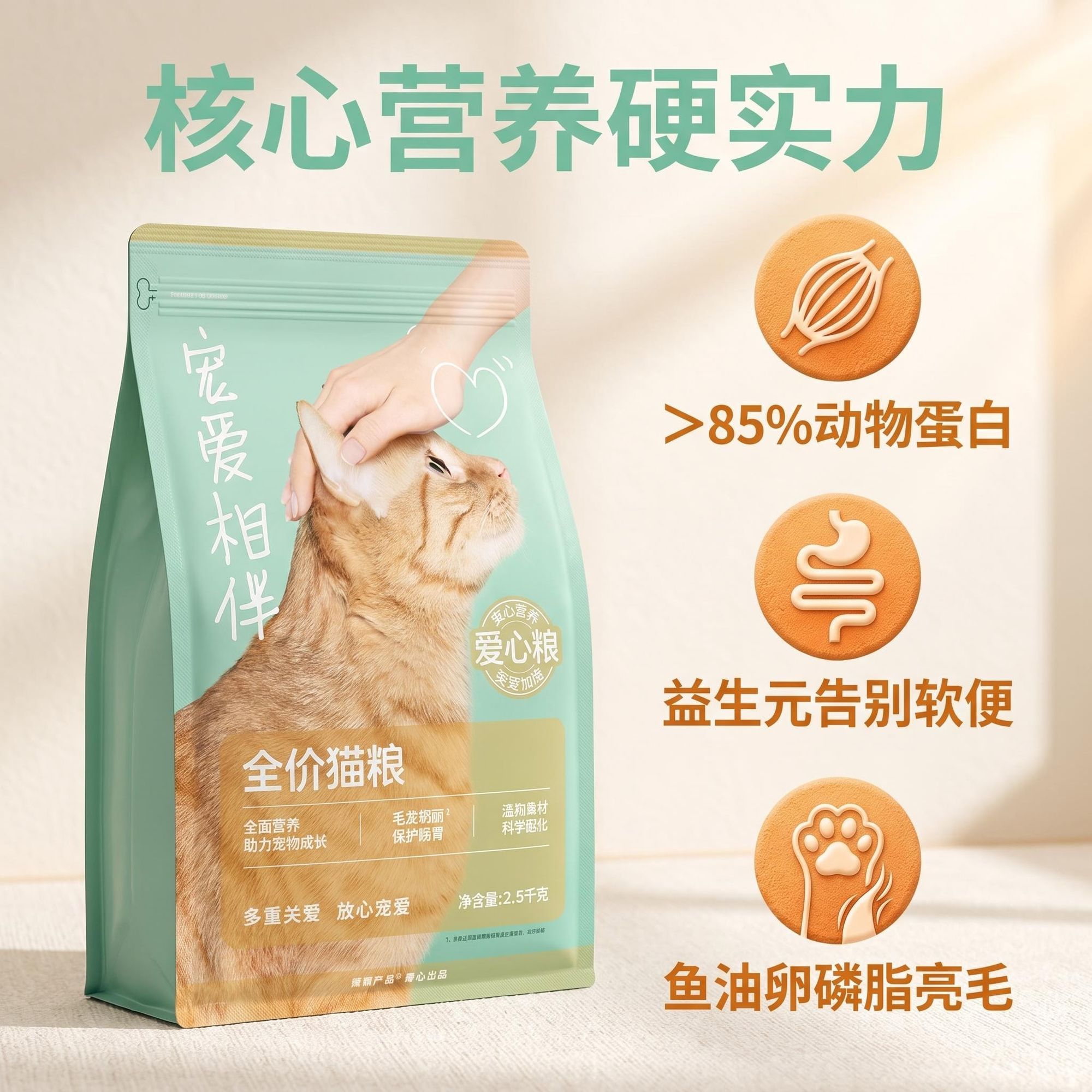 【网易严选】宠爱相伴全价猫粮2.5kg室内成猫幼猫通用猫粮2KG