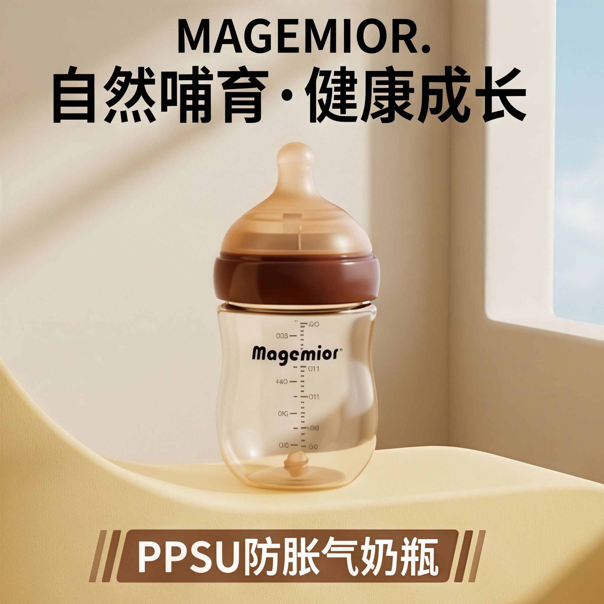 PPSU婴儿奶瓶160ml/240ml宽口适配世喜奶嘴防摔防胀气可高温蒸煮