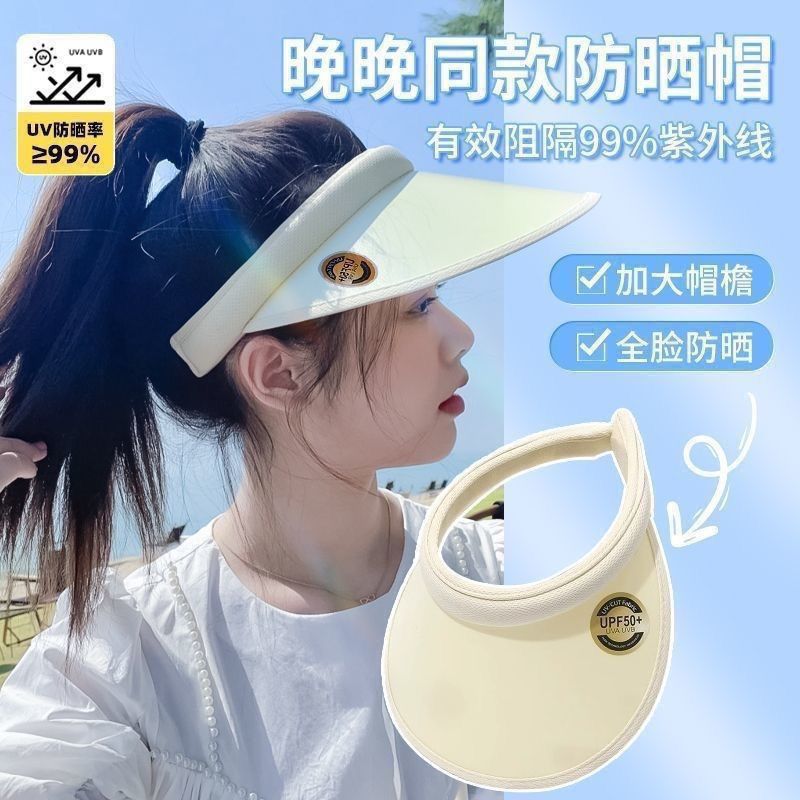 网红同款遮阳帽女防晒帽防紫外线空顶帽韩骑车夏太阳户外大帽檐43天内发货