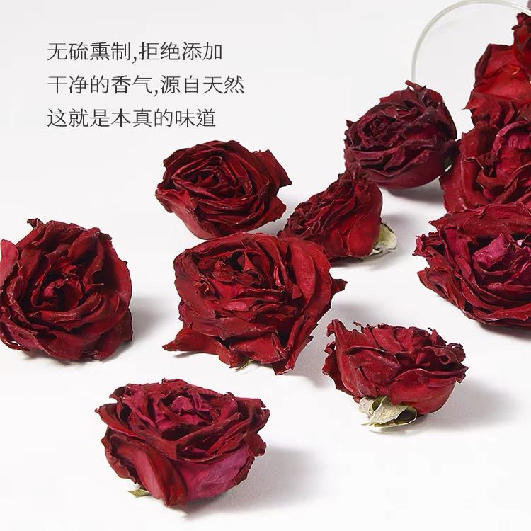 云南冻干墨红玫瑰花茶大朵重瓣干玫瑰花正品泡水喝无硫熏泡水代茶 图片 4