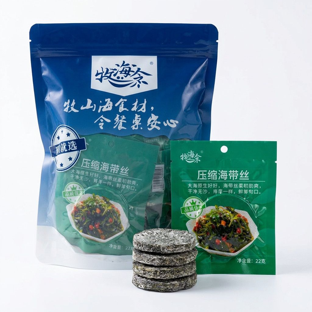 高泡发 免洗 压缩海带丝干货 烘干圆饼独立包装凉拌下饭商用批发 图片 7