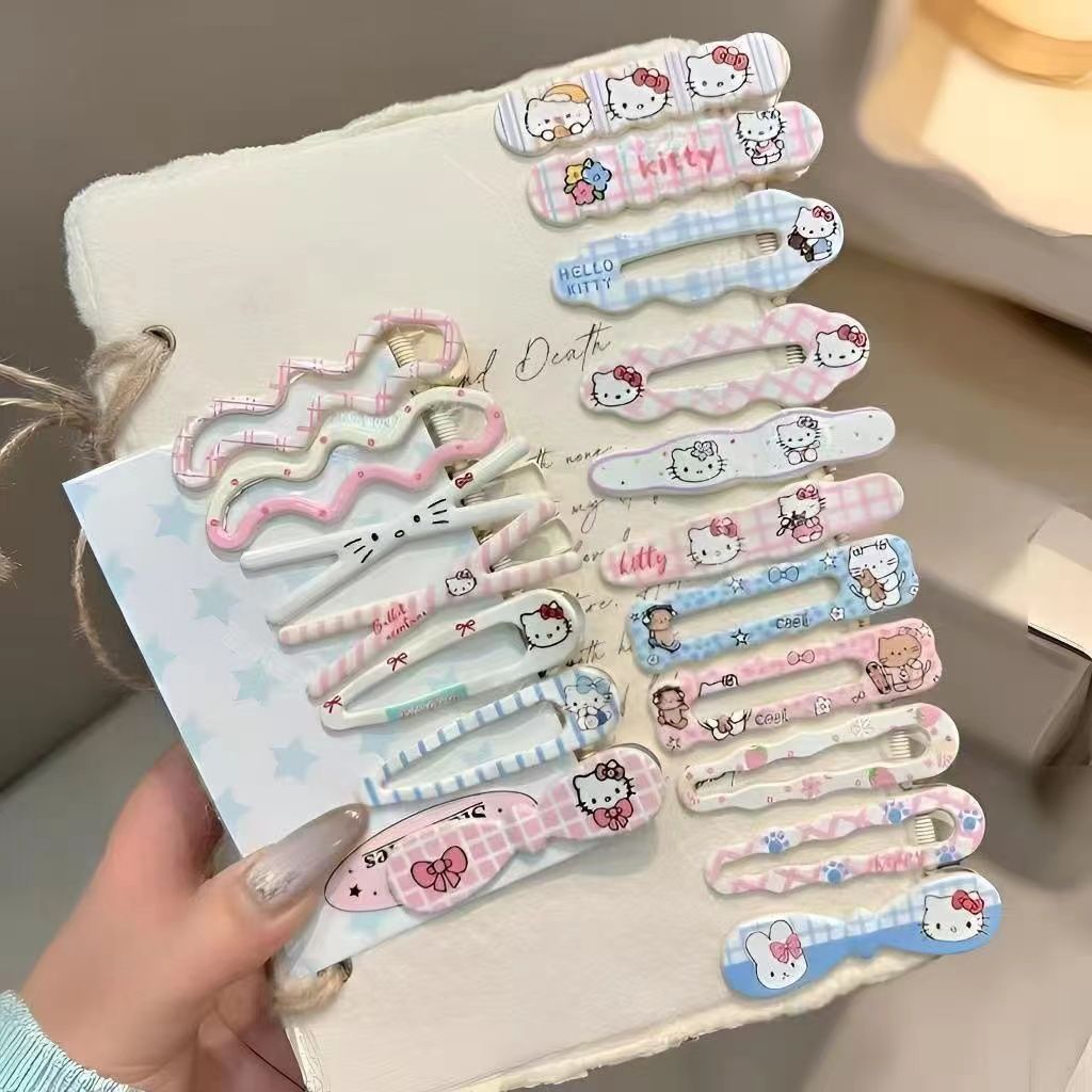 甜美发夹18件套无痕可爱KT鸭嘴夹百搭无