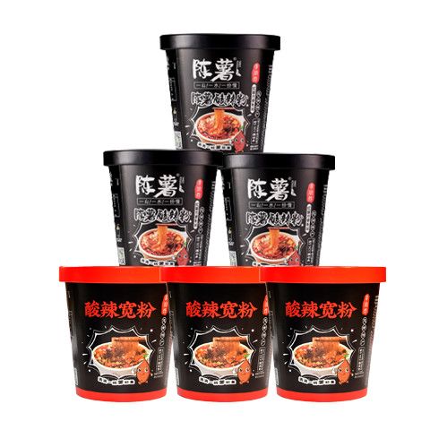【陈薯】黑金版酸辣粉桶装粉丝非油炸速食即食方便面宿舍懒人宵夜