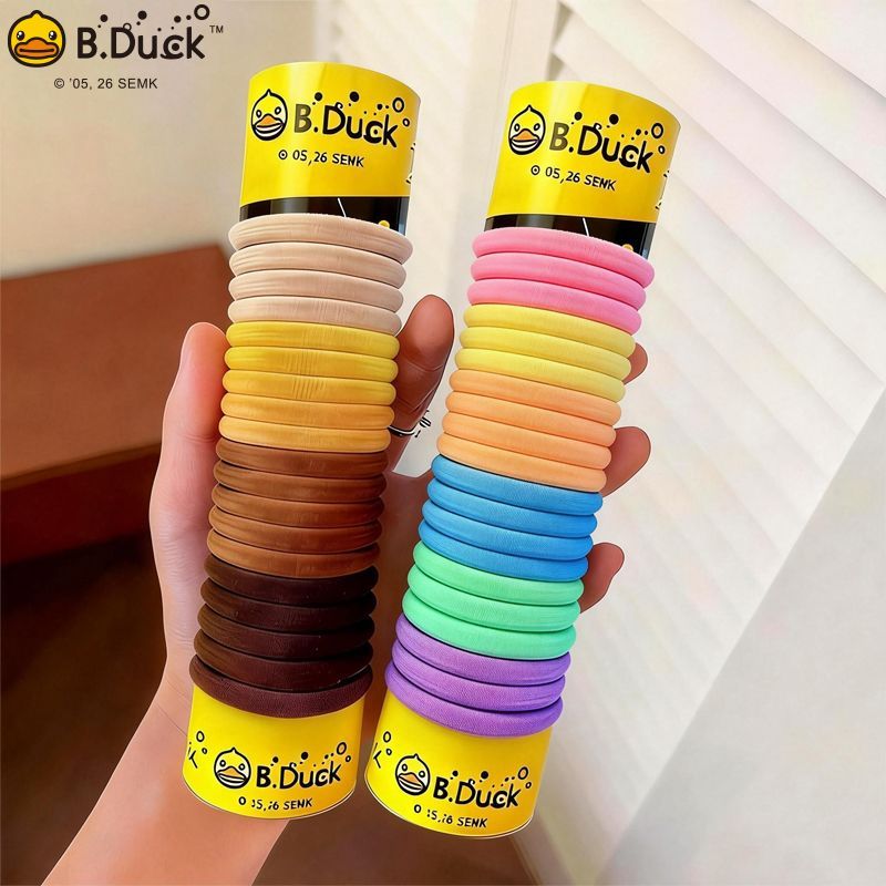 B.Duck筒装发圈扎头发绳无接缝橡皮筋高弹力耐用儿童发饰黑色头绳 图片 9