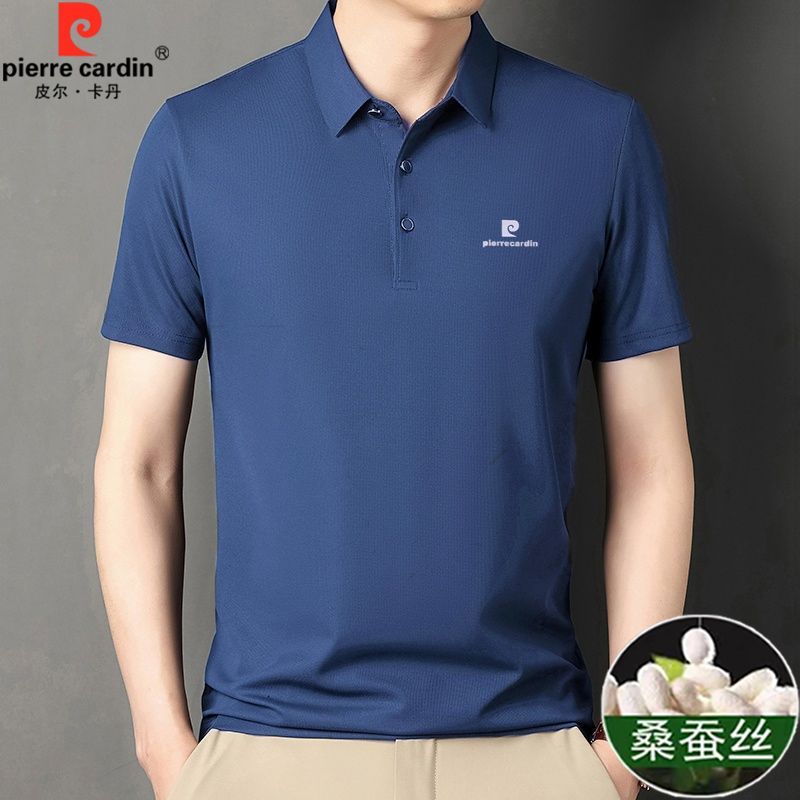 【皮尔卡丹】正品桑蚕丝POLO衫舒适显瘦男装纯色百搭韩版爸爸装潮 图片 3
