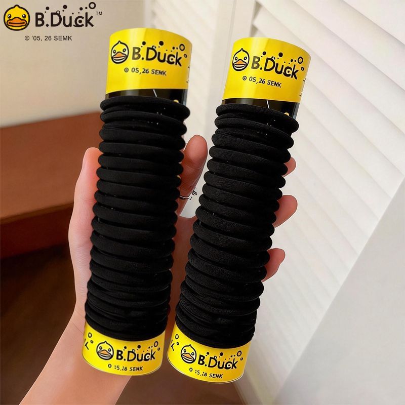 B.Duck筒装发圈扎头发绳无接缝橡皮筋高弹力耐用儿童发饰黑色头绳 图片 10
