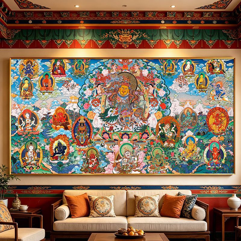 财宝天王唐卡佛像装饰画商铺店铺挂画五色财神招财进宝黄财神壁画 1