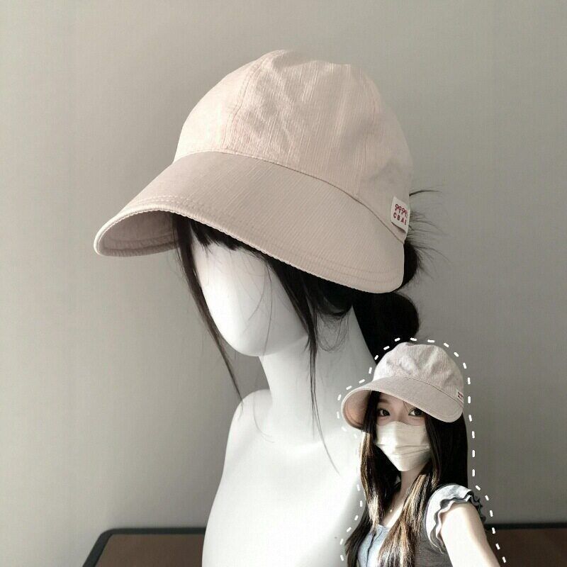 简约条纹渔夫帽春夏季宽檐遮阳显脸小日常百搭鸭舌帽户外防晒帽子