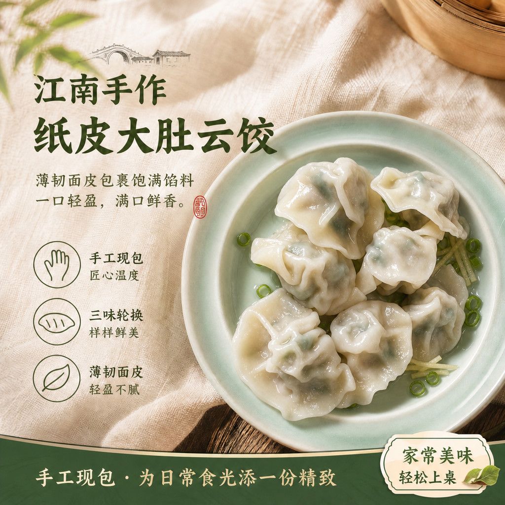 【顺丰】江南之味匠心手作猪肉大肚云饺现做水饺江南美食每袋12只