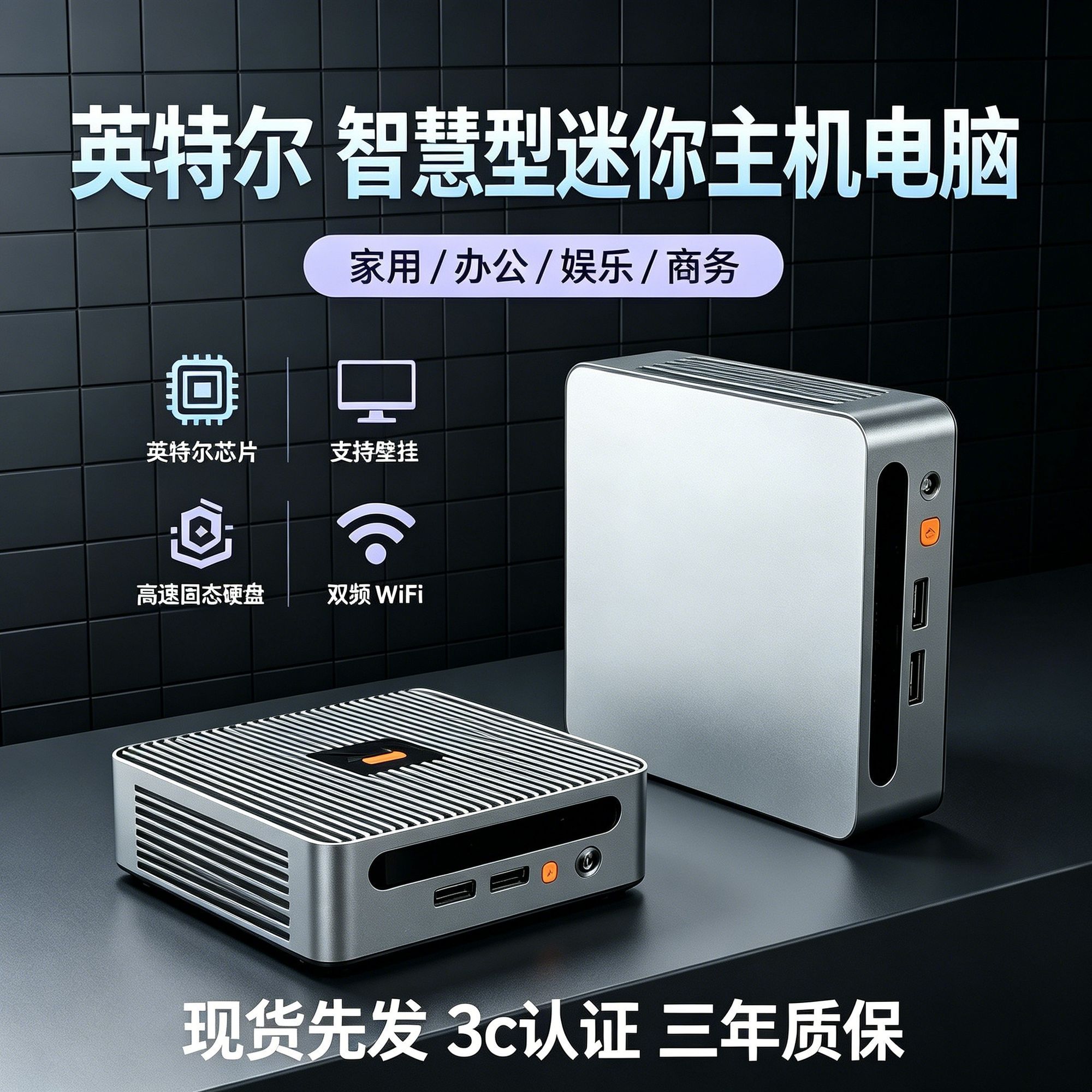 电脑主机3c认证迷你智慧型电脑主机办公商务便携式服务器整机