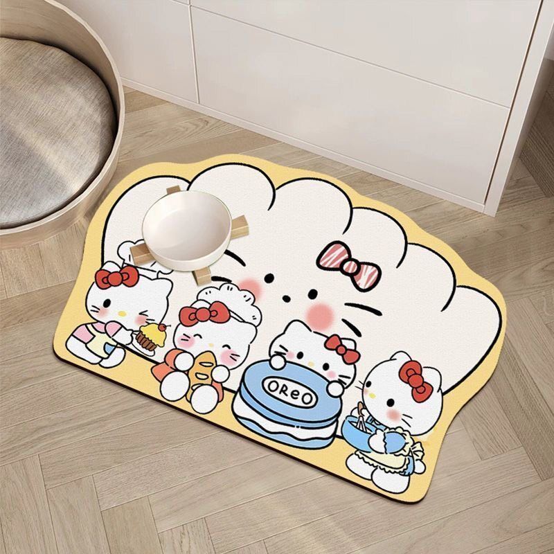 凯蒂猫可爱硅藻泥餐垫吸水防滑速干猫咪狗狗通用吃饭碗垫餐垫