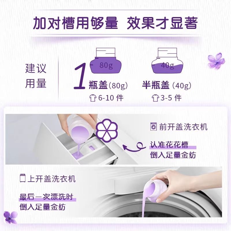 金纺柔顺剂衣物护理剂纯净温和防护防静电衣物留香舒适家庭装正品 图片 8