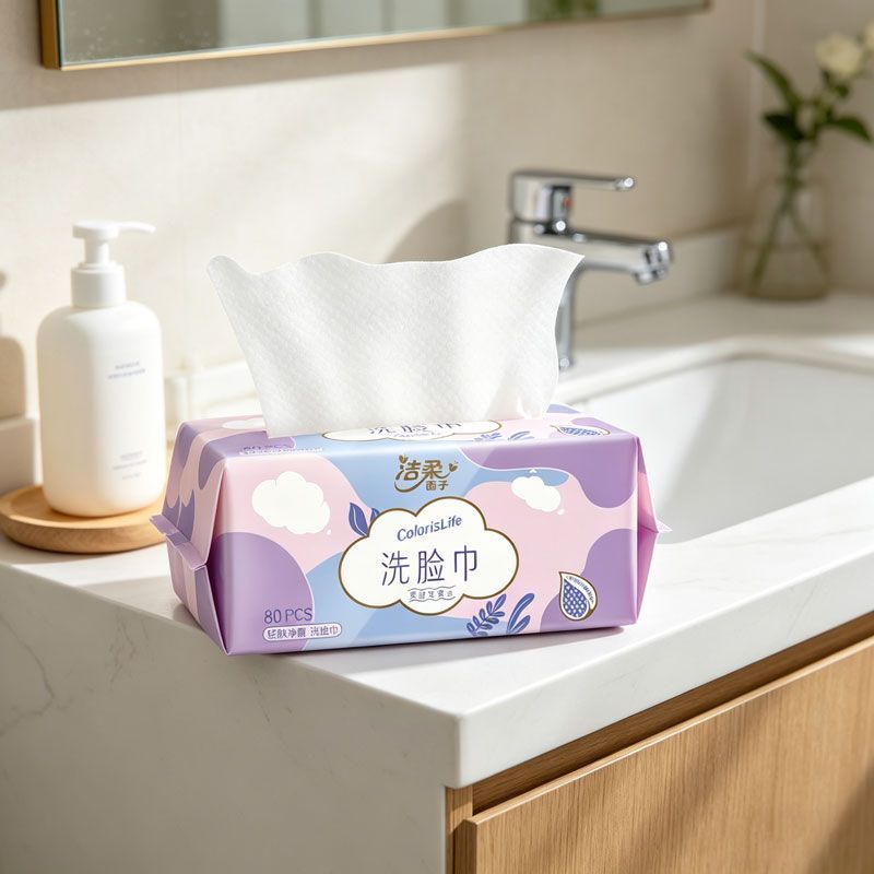 洁柔洗脸巾绵柔巾80抽加厚干湿两用卸妆洁面巾擦脸巾抽取式纸巾