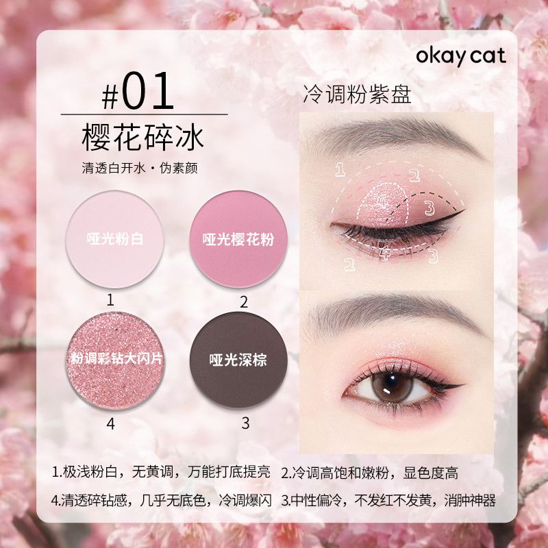 落日屿鲸OkayCat四色眼影盘细闪中性风奶茶粉色哑光裸色新手百搭
