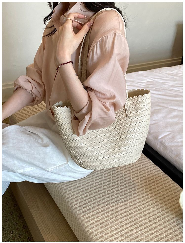 Geflochtene Stroh-umhängetasche Für Damen Große Strandtasche_voghion.com