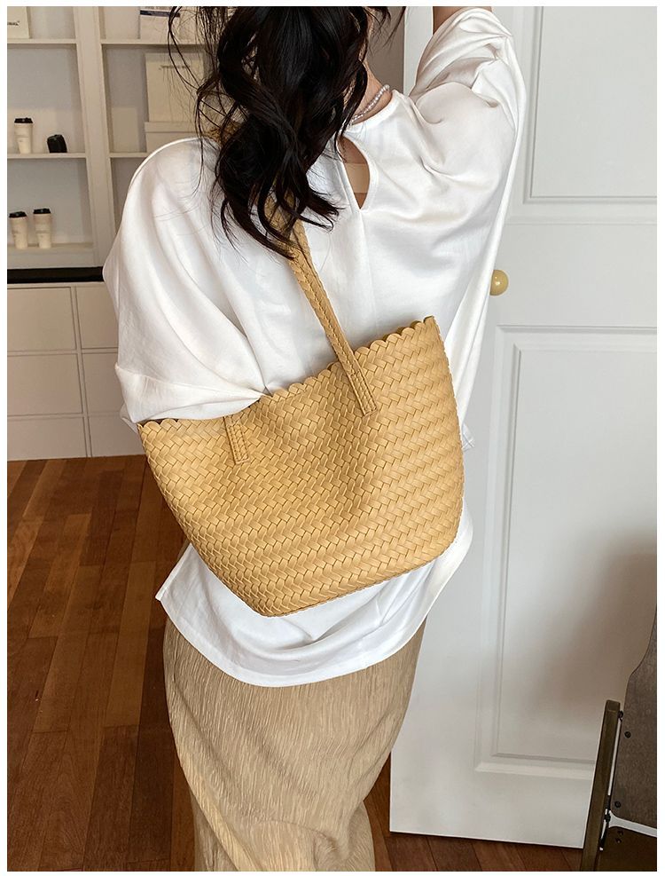 Geflochtene Stroh-umhängetasche Für Damen Große Strandtasche_voghion.com