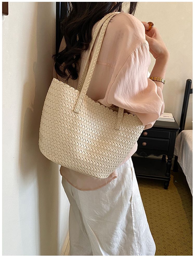 Geflochtene Stroh-umhängetasche Für Damen Große Strandtasche_voghion.com